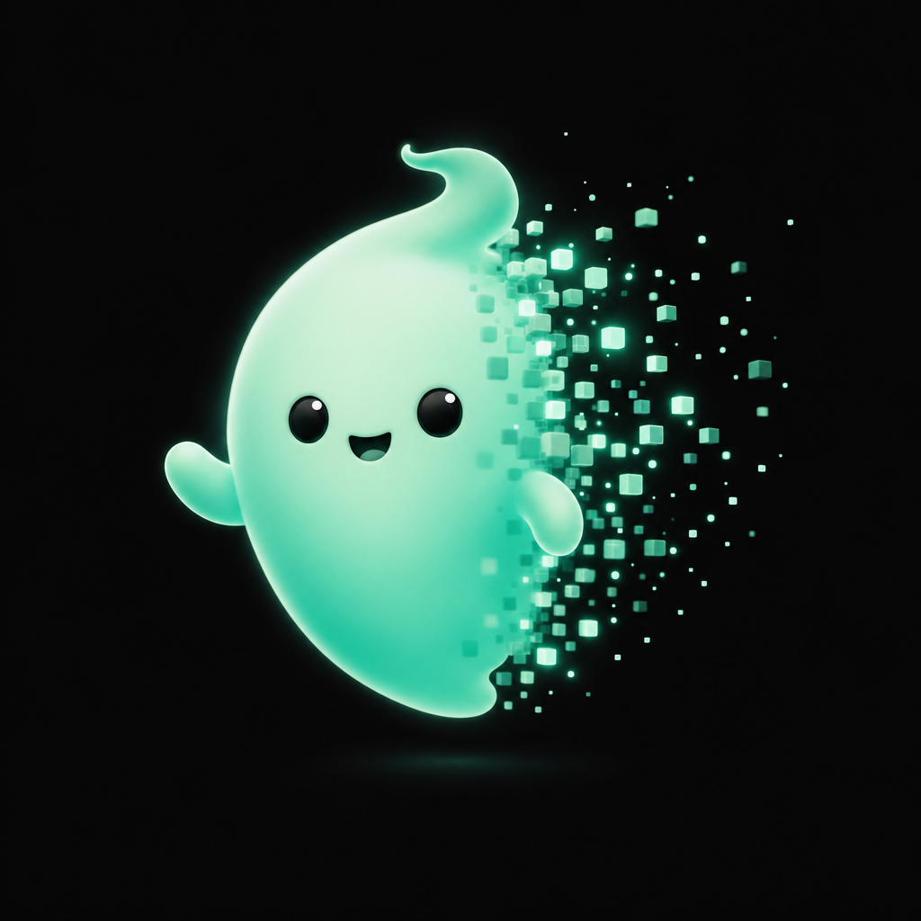 Blip, the Translocate mascot, mid-teleport